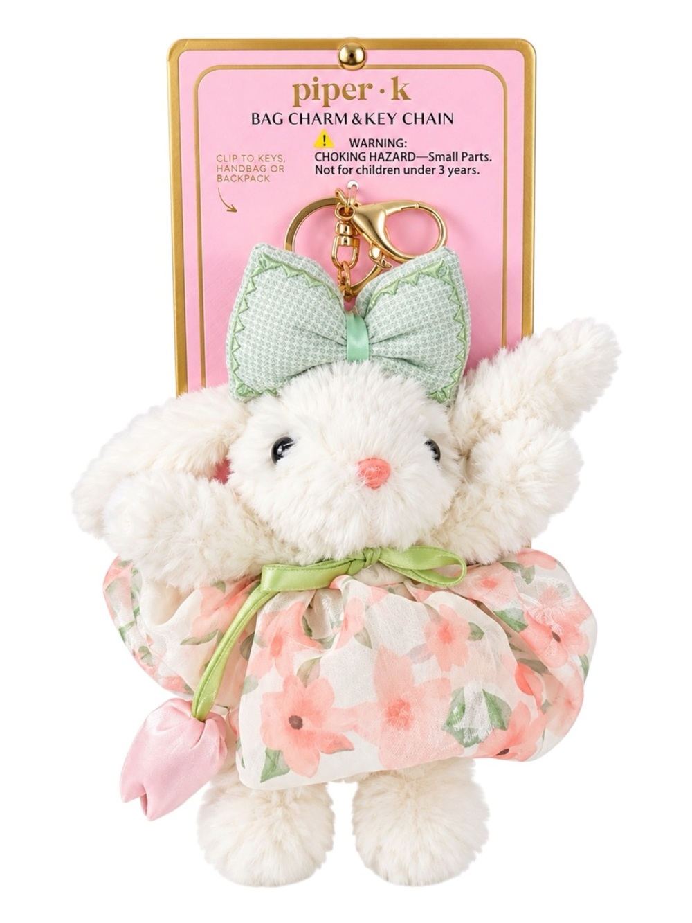 Piper K Bunny Floral Scrunchie Coquette Bag Charm